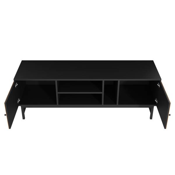 TV-Lowboard Marlene Schwarz - Braun - Stahl - 150 x 55 x 38 cm