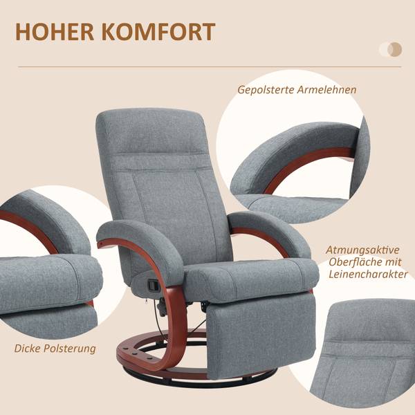 Relaxsessel 839-849V70GY Grau - Textil - 68 x 100 x 86 cm