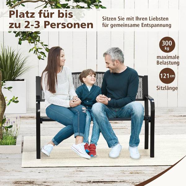 Gartenbank ZB34319NWDE Schwarz - Metall - 60 x 86 x 128 cm