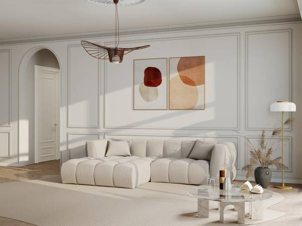 Sofa ohne Schlafmöglichkeit NAEMIA Weiß - Textil - 161 x 70 x 272 cm
