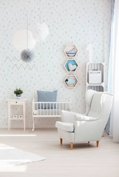Spielzeug Tapete Kinderzimmer Baby Bronze - Grün - Weiß