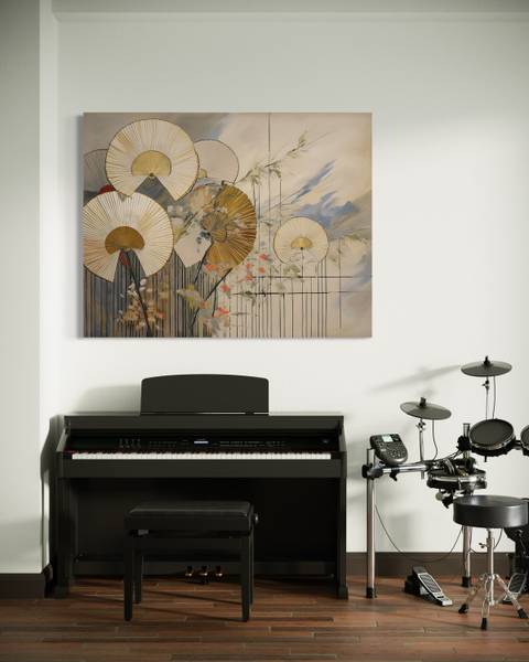Tableau déco éventails japonais 90 x 60 cm