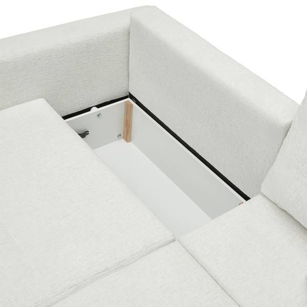 Schlafsofa BOLOGNA Weiß - Textil - 245 x 90 x 104 cm
