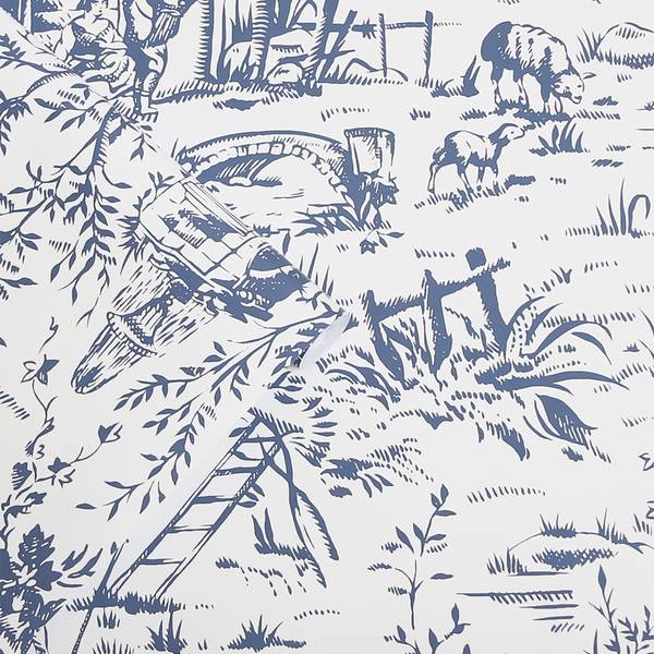 Vliestapete Toile de Jouy Blau