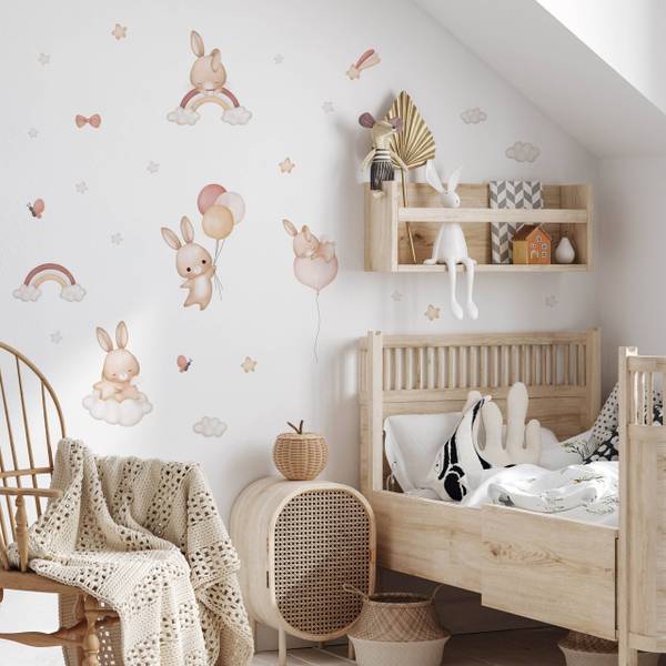 Sticker Häschen mit Regenbogen 26‑er Set 120 x 60 x 60 cm