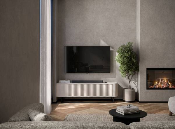 TV-Lowboard AURORA Beige - Schwarz - Kaschmir