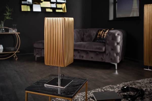 Tischlampe PARIS Gold - Silber - Polyester - 14 x 43 x 14 cm