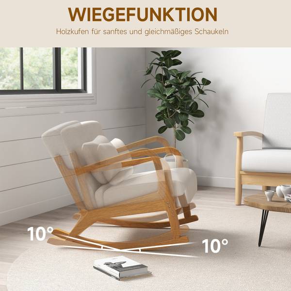 Schaukelstuhl 839-697V00CW Weiß - Textil - 92 x 82 x 65 cm