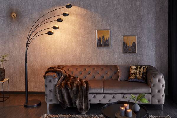 Bogenlampe FIVE LIGHTS Schwarz - Gold