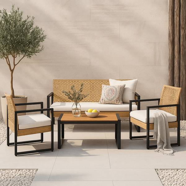 Salon de jardin 4 pièces Calciano Acier - 84 x 39 x 45 cm