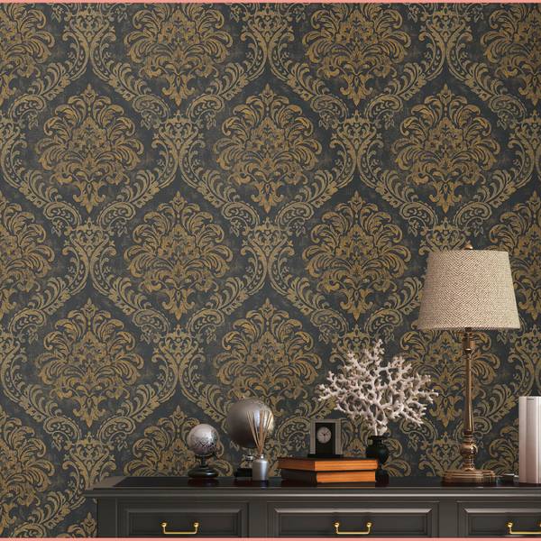 Vliestapete Klassisch mit Ornamenten Schwarz - Gold