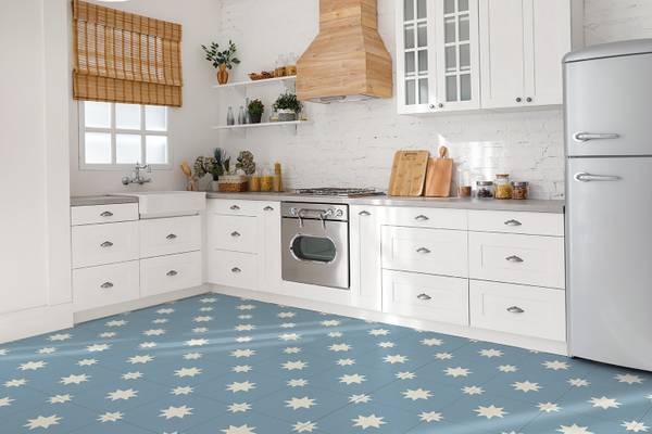 Zelfklevende Tegels Septem set van 9 blauw - polyester-PVC - 30 x 30 x 0 cm