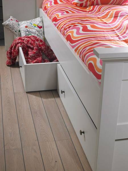 Bettschublade Venedig Weiß - Holz teilmassiv - 100 x 23 x 90 cm