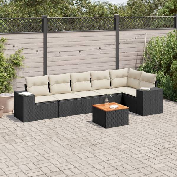 Salon de jardin 3035857-1 (lot de 7) Noir - Crème
