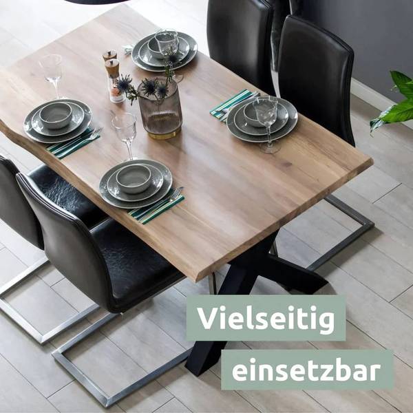 Tischplatte mit Baumkante H4H Braun - Massivholz - 70 x 4 x 100 cm