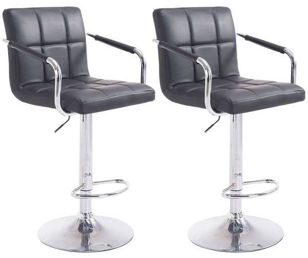Tabouret de bar Lucy V2 Lot de 2 Noir - Argenté