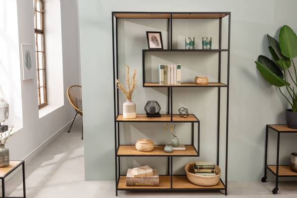 Regal SLIM LINE Schwarz - Braun - Holz