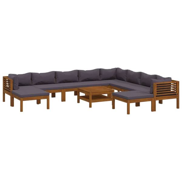 Garten-Lounge-Set 3011497-29 11-teilig Dunkelgrau - Grau