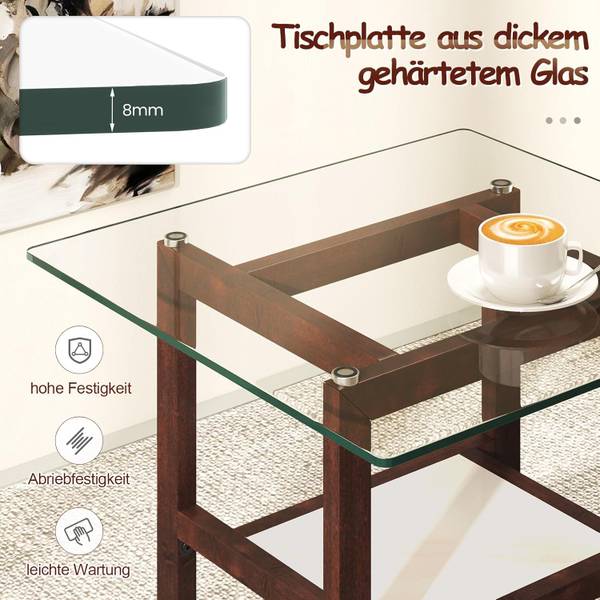 Salontafel TH32947NZNL bruin - glas - 61 x 63 x 61 cm