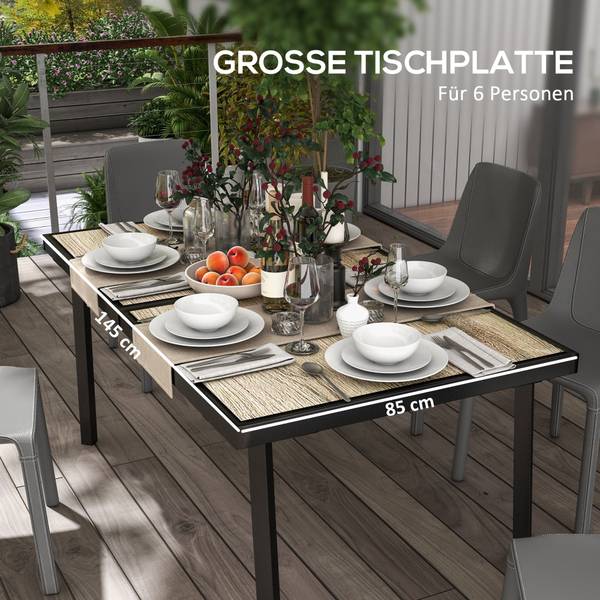 Gartentisch BB5345 Grau - Metall - 85 x 72 x 145 cm
