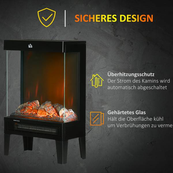 Elektrokamin 820-301V90BK Schwarz - Stahl - 20 x 62 x 41 cm