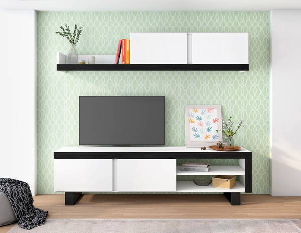 Wohnzimmer IDEM Weiß 200x180x40cm Weiß - Melamin - 40 x 180 x 200 cm