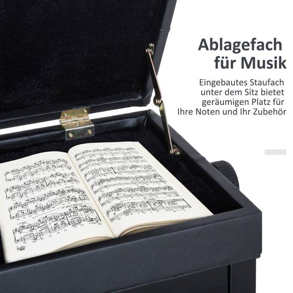 Klavierhocker 02-0710 Esche Schwarz Dekor