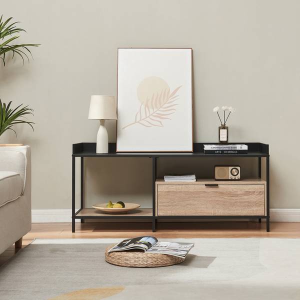 Fernsehtisch Belana Schwarz - Braun - Holzwerkstoff - Metall - 40 x 54 x 120 cm