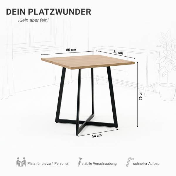 Table à manger 3125 Marron - Bois manufacturé - 80 x 76 x 80 cm