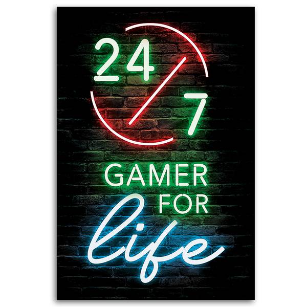Wandbild aufschrift „gamer for life” 60 x 90 cm