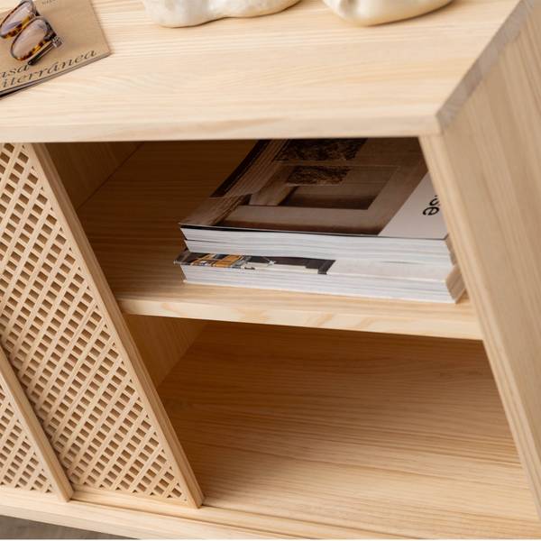 Sideboard Granadella 2 Türen Unlackiert Braun - Kiefer - 120 x 65 x 35 cm