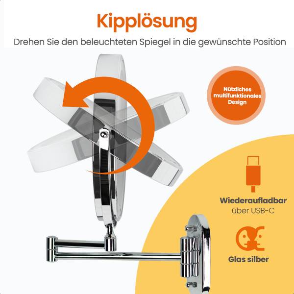 Make-up Spiegel Illumination Silber - Metall - 27 x 27 x 27 cm