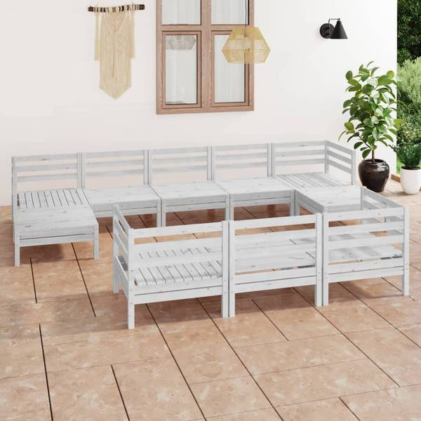 Garten-Lounge-Set 3010626 (10-teilig) Weiß - Kiefer - 64 x 29 x 64 cm