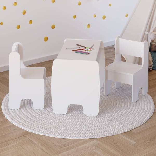 Kindertisch und Stühle Set Miki Weiß