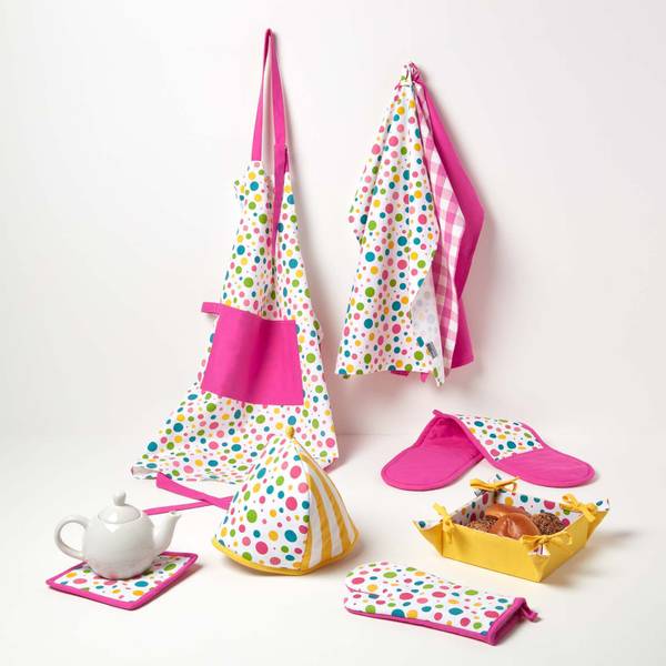 Teekannenwärmer Polka Dots Tea Cosy Gelb - Baumwollstoff - 36 x 24 x 36 cm