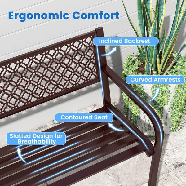 Gartenbank ZB34318SPDE Braun - Metall - 59 x 82 x 127 cm