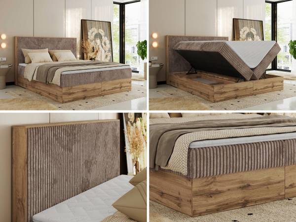 Boxspringbett WOOD CLASSIC Braun - Breite: 144 cm - H3