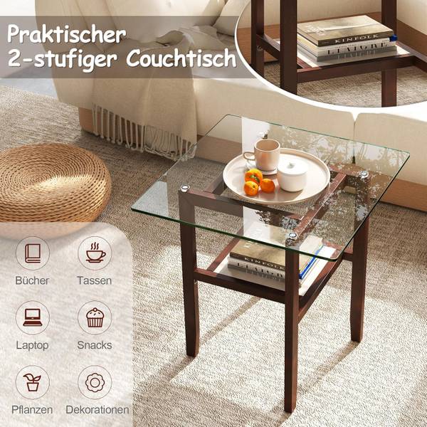 Salontafel TH32947NZNL bruin - glas - 61 x 63 x 61 cm