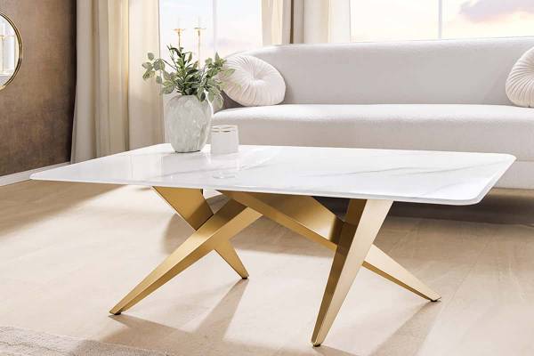 Couchtisch ART LIVING Weiß - Marmor - 130 x 45 x 70 cm