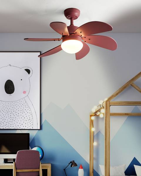 Plafondventilator LOGAR 2-delig roze - bamboe - 90 x 43 x 90 cm