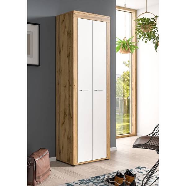 Meuble à chaussures Jam Blanc - En partie en bois massif - 64 x 191 x 35 cm