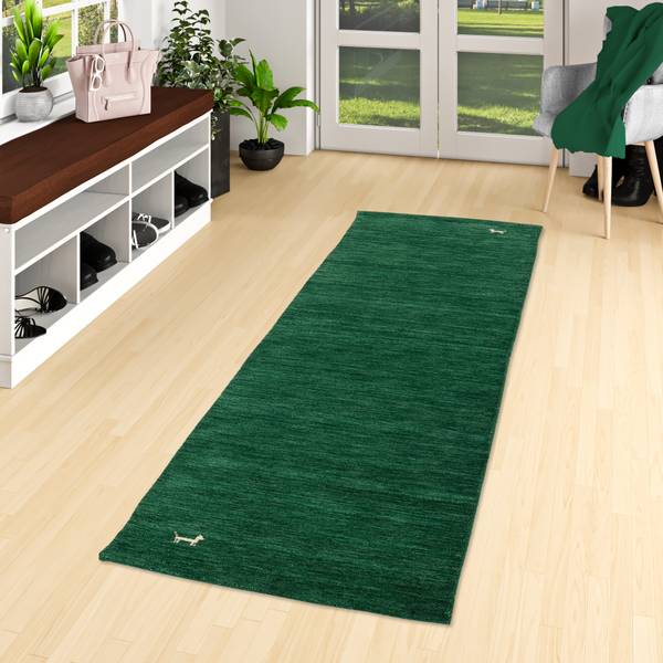 Teppich Läufer Indo Nepal Gabbeh Shiva Dunkelgrün - 70 x 300 cm