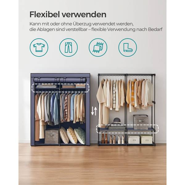 Stoffschrank Freetown Blau - Kunststoff - 140 x 174 x 43 cm