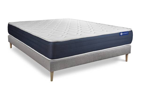 Bettgestell und Matratze Actimemo sleep Grau - Massivholz - 135 x 51 x 200 cm