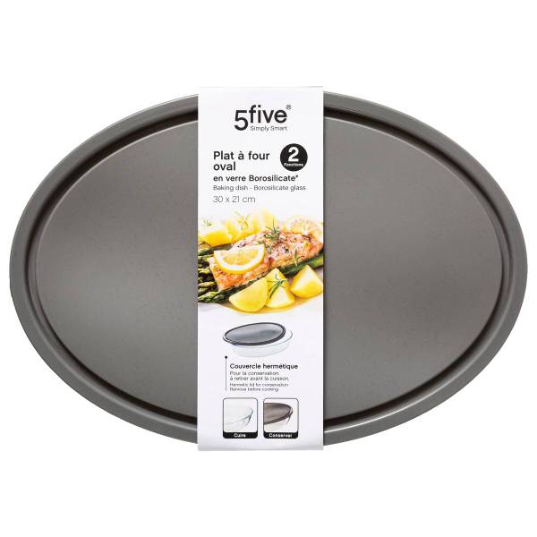 Ovale Schale mit Deckel KEEPEAT Grau - Glas - 21 x 6 x 30 cm
