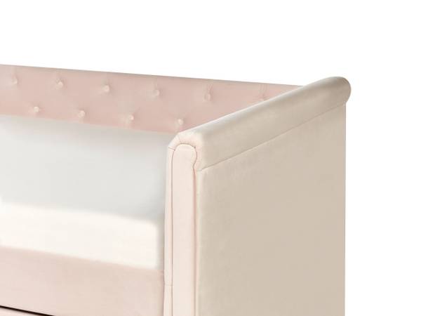 Bett LIBOURNE 3-tlg Pink - Textil - 102 x 75 x 220 cm