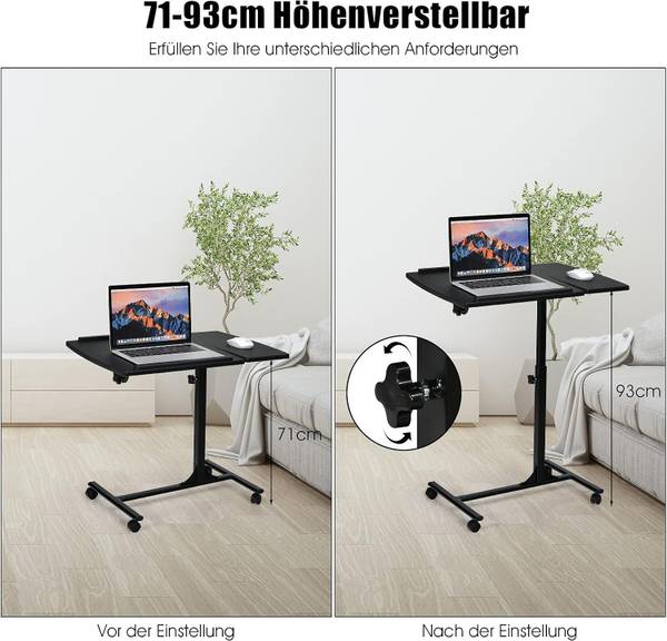 Bedtafel TI70910NWNL zwart - plaatmateriaal op houtbasis - 45 x 95 x 64 cm