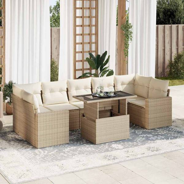 Garten-Lounge-Set 3036717-2 8-teilig Beige - Creme