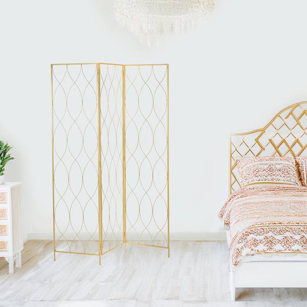 Raumteiler Lounge, 3tlg. Gold - Metall - 120 x 170 x 1 cm