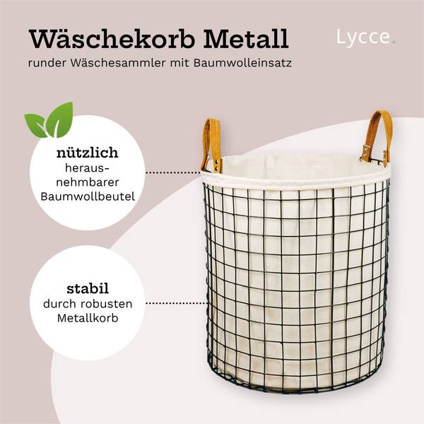 Wäschekorb Karo Weiß - Metall - 45 x 50 x 45 cm